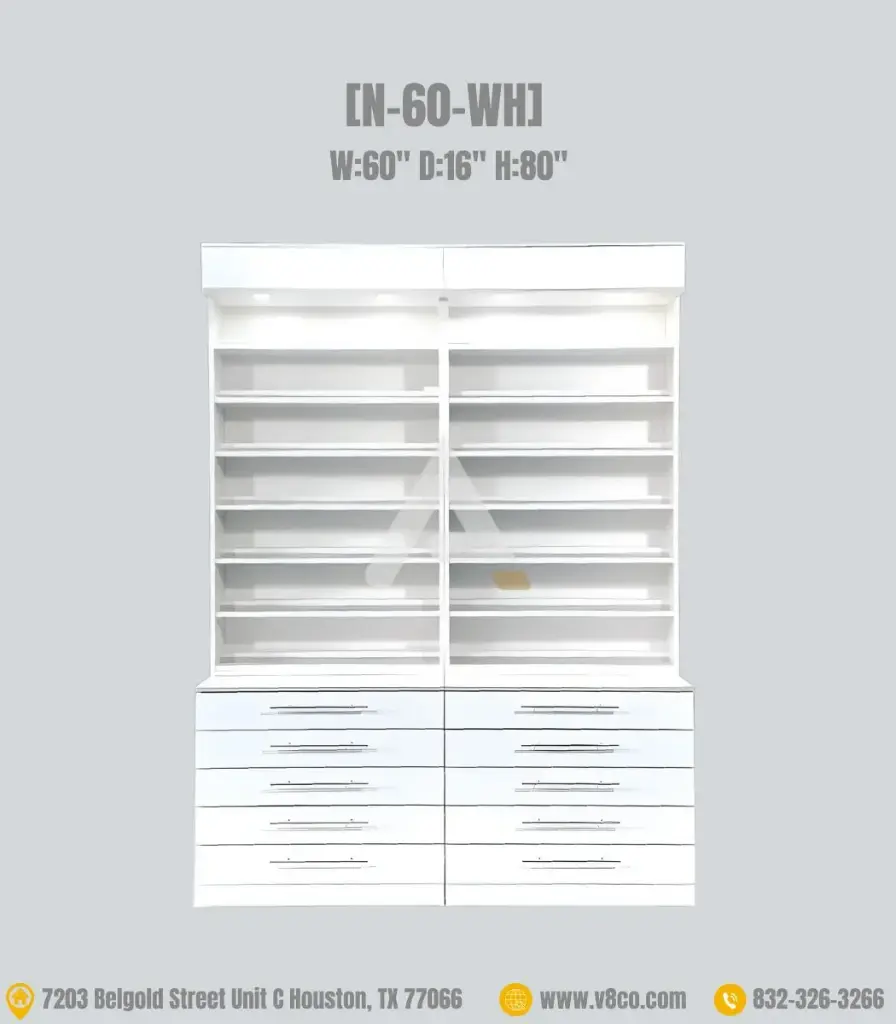 Polar Polish/Powder Display Cabinet [N-60-WH] 