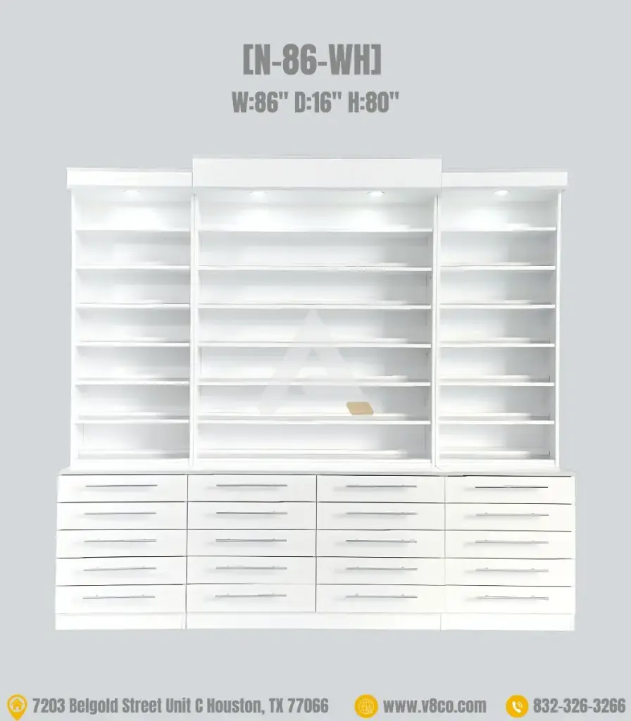 Polar Polish/Powder Display Cabinet [N-86-WH]