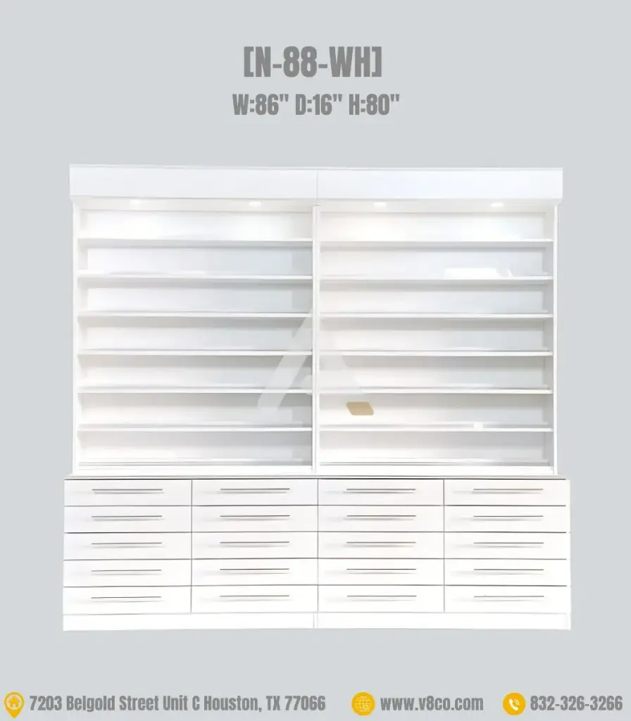 Polar Polish/Powder Display Cabinet [N-88-WH] 